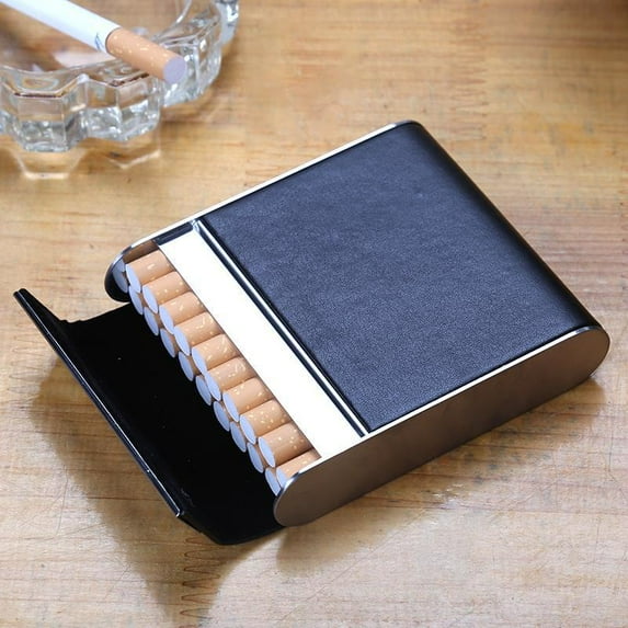 20-Slot Vertical 302 Stainless Steel Cigarette Case Business Creative Unique New Design Cigarette Holder Gift (B-Black)