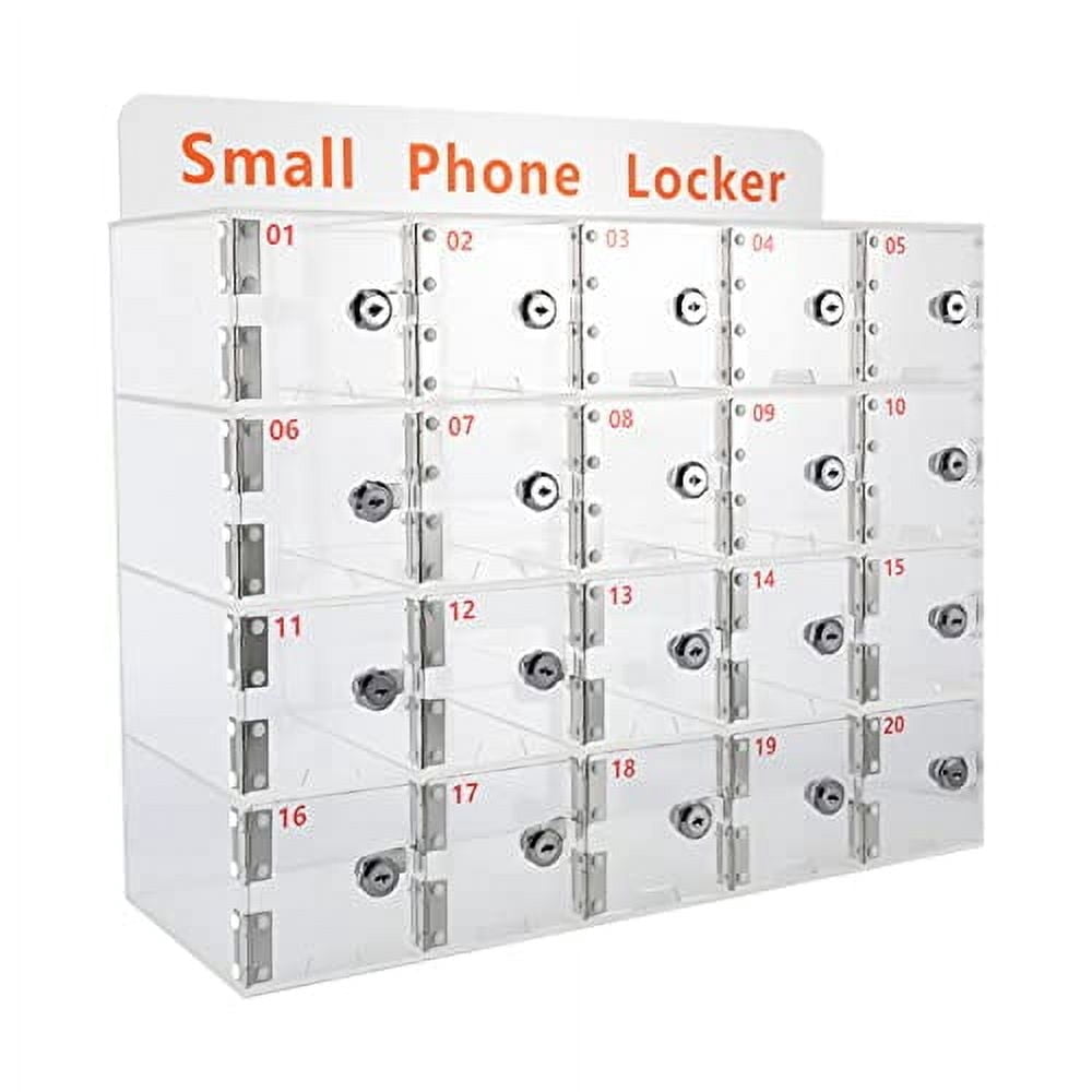 Chart Racks With Locks 20 Slots Acrylic Cell Phone Storage Locker with Door Locks and Keys ...