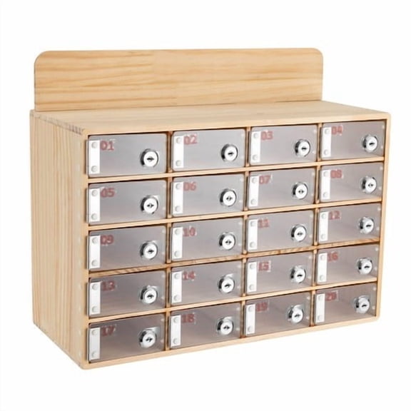 20 Slots Cell Phone Locker Box Wall-Mounted Cell Phone Storage Cabinet with Keys Wood Cell Phone Storage Cabinet for Offices Conference Rooms Gym