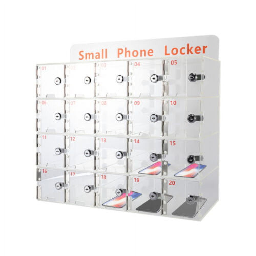 20 Slots Thickened Acrylic Cellphone Locker Clear Cell Phone Storage ...