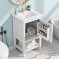 thumbnail image 1 of 20" Small Bathroom Vanity with Sink, Modern Bathroom Cabinet with Storage Door & Open Shelf, Free Standing Bathroom Vanities with Ceramic Sink, White, 1 of 17