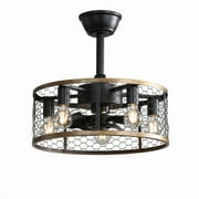 20Small Ceiling Fan with Light and Remote Control,Caged Ceiling Fan with 6-Speed Reversible DC Motor 5*E26 Bulbs