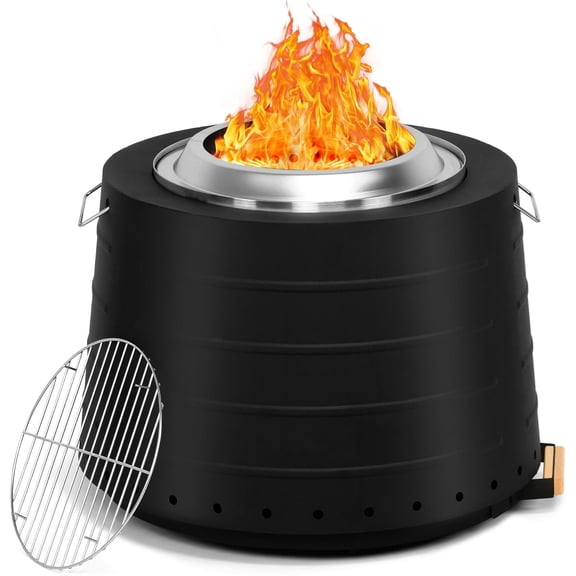 20 Smokeless Firepit with Removable Ash Pan, 304 Stainless Steel Outdoor Fire Pit for Outside Wood Burning, Portable Fire Pit for Patio Camping Backyard