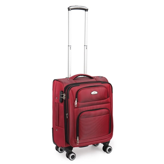 Wisdom 20" Softside Carry-On Luggage Lightweight Expandable Suitcase with Spinner Wheels,Red - WD1622
