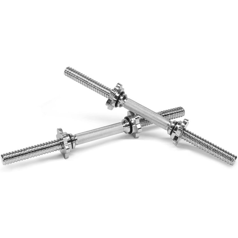 20 Soild Stainless Steel Heavy Chrome Threaded Dumbbell Bars for Exercise Spinlock Collars Weight Lifting Standard Adjustable Chrome Threaded