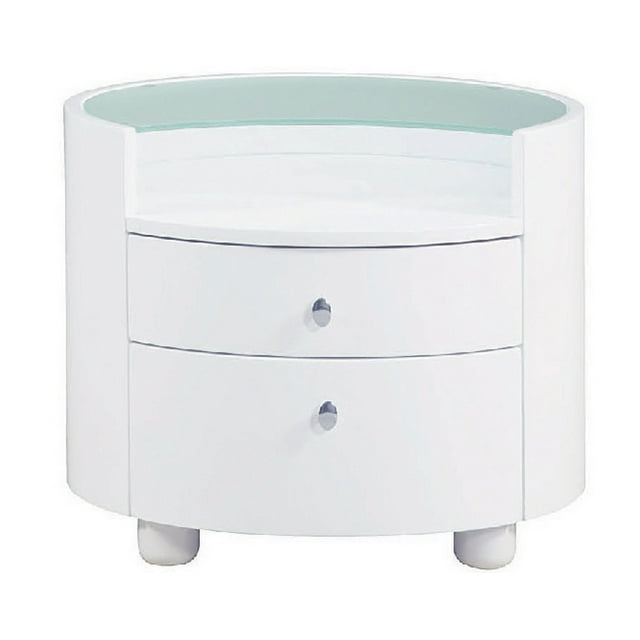 20" Sophisticated White High Gloss Nightstand