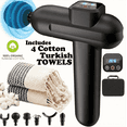 thumbnail image 1 of 20-Speed Massage Gun with 4 Turkish Organic Cotton Towels – Deep Tissue Percussion Massager Gift Set, 1 of 13