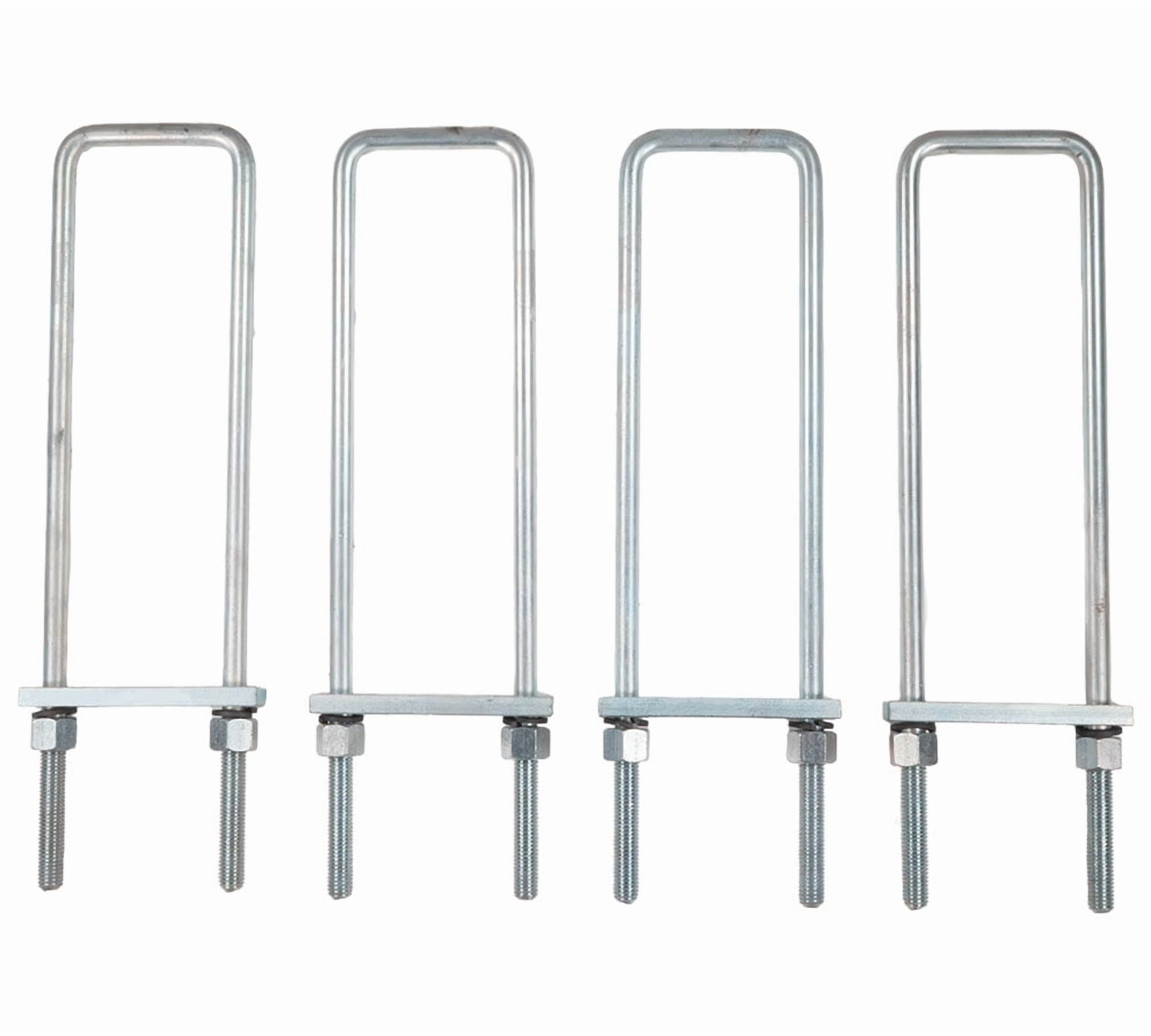 20" Square Bend U-Bolt Kit with Tie Bars, Hex Nuts & Lock Washers – Grade 5 Carbon Steel Bolt and Nut for Mounting Truck Toolboxes, Frames & Heavy-Duty Equipment