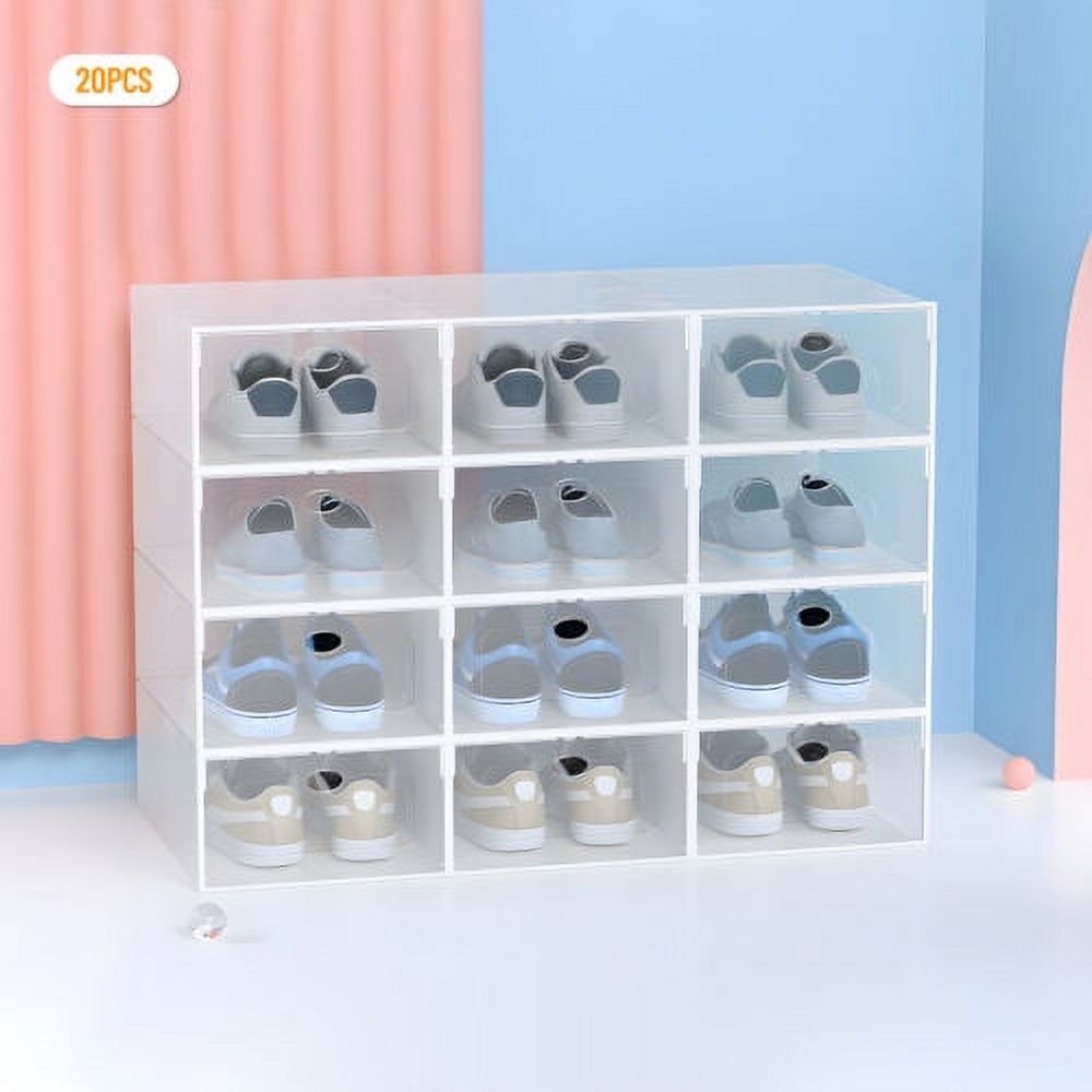 20* Stackable Shoe Storage Box Plastic Display Case Sneaker Organizer ...