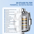 thumbnail image 1 of 20 Stage Overhead Spray Filter, Shower Filter, 1 set of ABS Shower Filter,  filter elements, for Removing Chlorine Fluoride, Polished Chrome, High Pressure Spray Settings Filtered Showerhead, 1 of 9