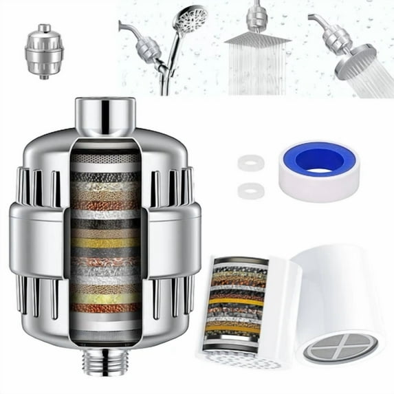 20-Stage Shower Head Filter For Removing Chlorine And Fluoride, Polished Chrome