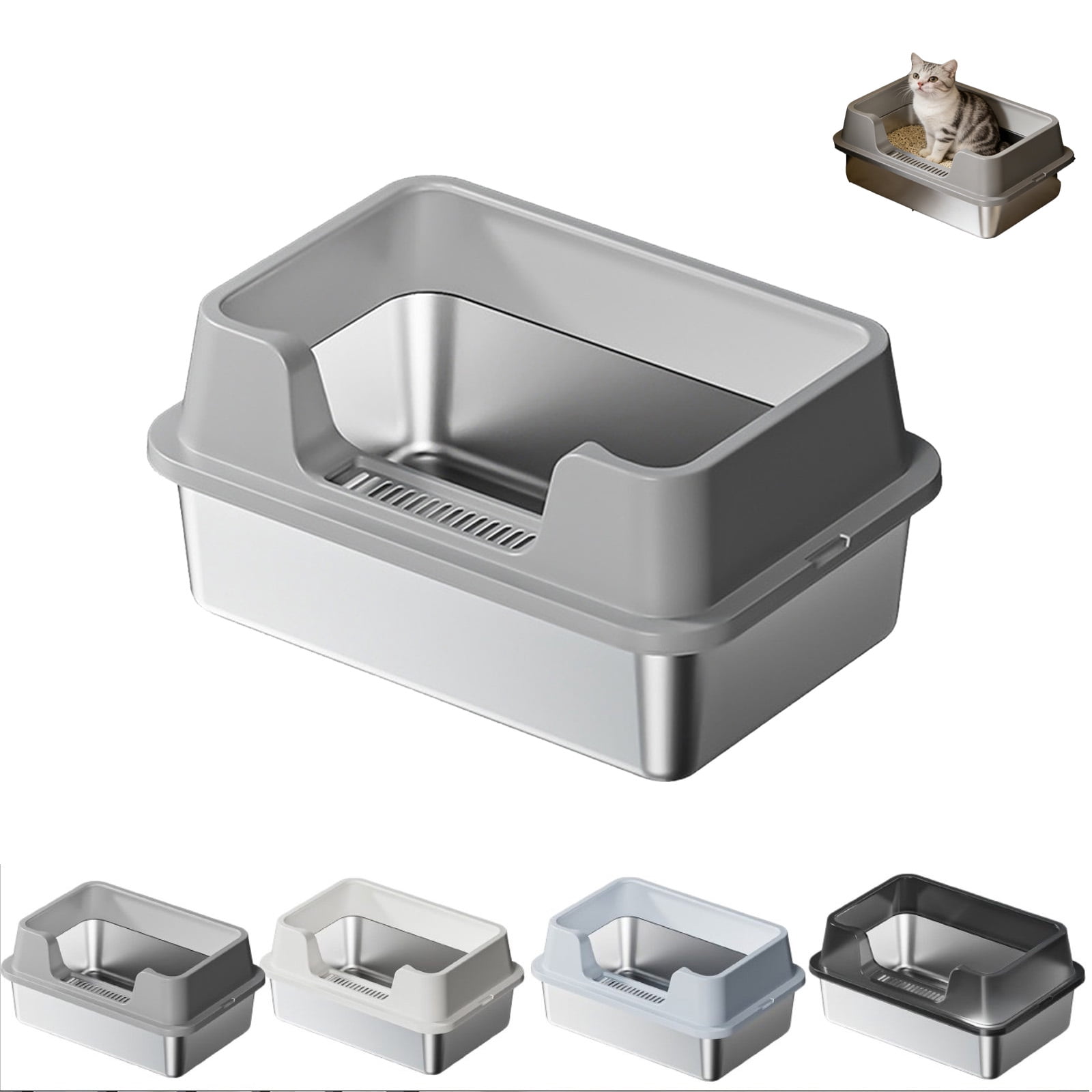 20 In Stainless Steel Litter Box,Large Litter Box,Large Cat Litter Boxes,Metal Litter Box,Arenero Para Gatos,Large Stainless Steel Litter Box,Xl Cat Litter Box,Cat Litter & Housebreaking
