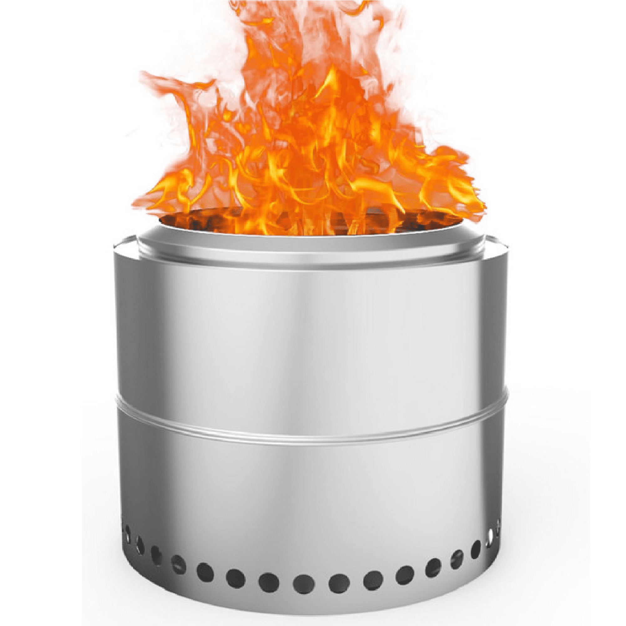 20'' Silver Stainless Steel Smokeless Fire Pit with Carry Bag