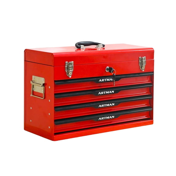 20" Steel Tool Box with Drawers, Lockable Powder-coated Storage