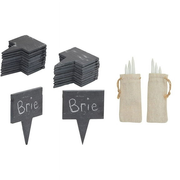 20 Stone Cheese Labels with 6 Chalks, 2 Storage Bags