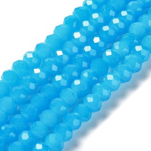 20 Strand Baking Painted Imitation Jade Glass Bead Strands Faceted Rondelle Deep Sky Blue 6x5mm Hole: 1.2mm about 80~85pcs/strand 38~40cm
