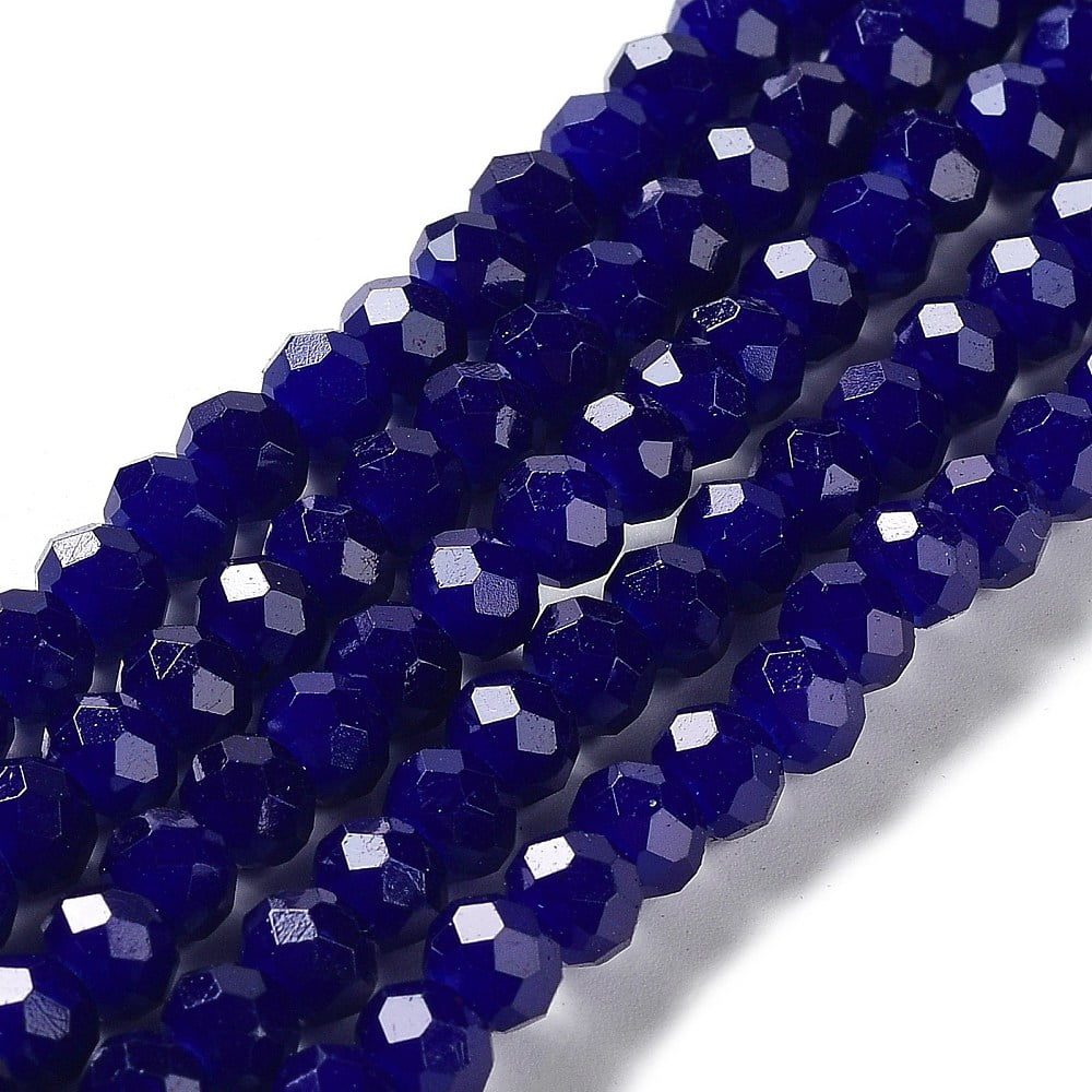 20 Strand Baking Painted Imitation Jade Glass Bead Strands Faceted Rondelle Midnight Blue 6x5mm Hole: 1.2mm about 80~85pcs/strand 38~40cm