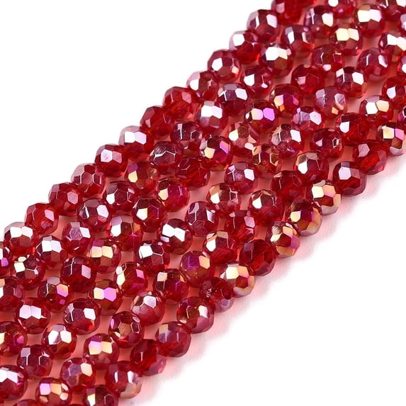 20 Strand Electroplate Glass Beads Strands AB Color Plated Faceted Rondelle Red 2.9~3.3x2mm Hole: 0.8mm about 135~140pcs/strand 32~34cm