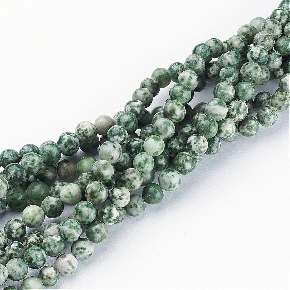 20 Strand Gemstone Beads Strands Green Spot Jasper Round about 6mm in diameter hole: about 0.8mm 15~16 inch