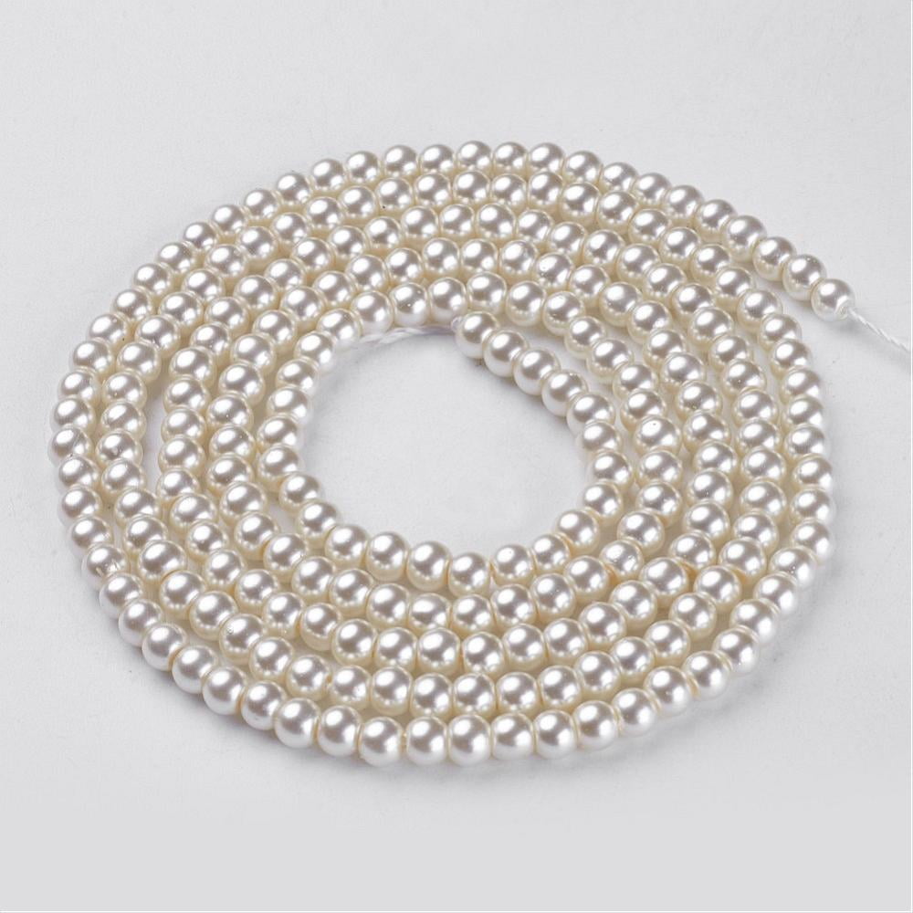 20 Strand Glass Pearl Beads Strands Pearlized Round Creamy White 4~5mm Hole: 1mm about 200pcs/strand 30.71 inch(78cm)DIY