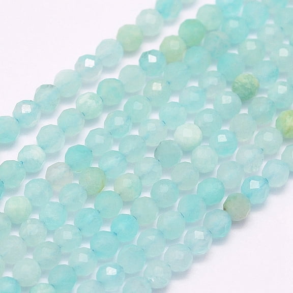 20 Strand Natural Amazonite Beads Strands Grade A Faceted Round 2mm Hole: 0.5mm about 223pcs/strand 15.7 inch(40cm)