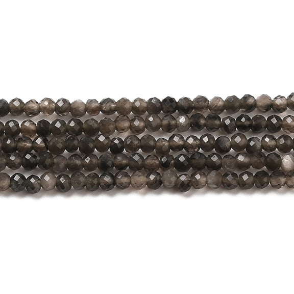20 Strand Natural Silver Sheen Obsidian Beads Strands Round Faceted 2mm Hole: 0.5mm about 222~224pcs/strand 15.16~15.35inch(38.5~39cm)
