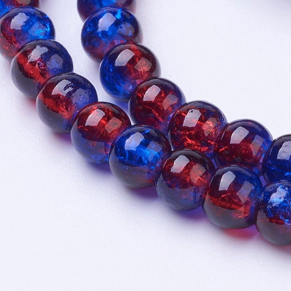 20 Strand Spray Painted Glass Beads Strands Round Two Tone Medium Blue 4mm Hole: 1.1~1.3mm about 200pcs/strand 31.4 inch