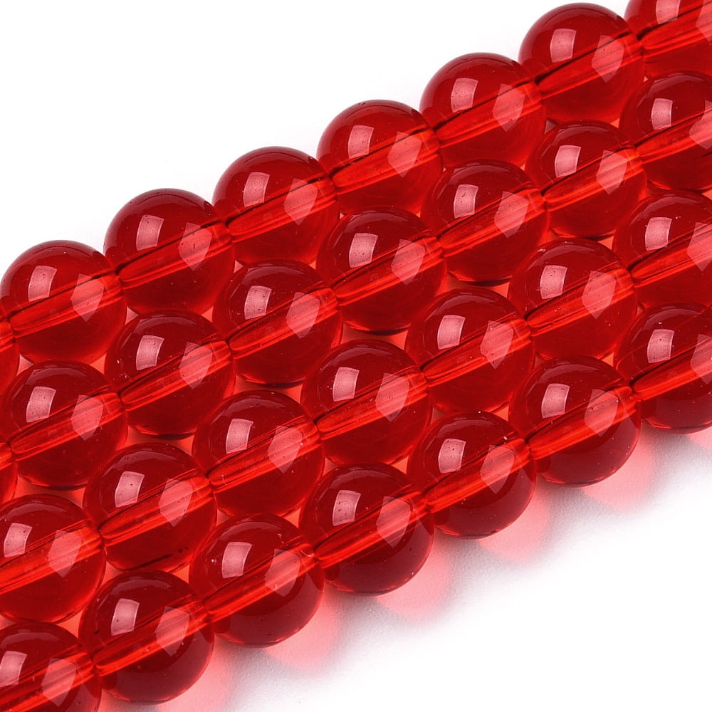 20 Strand Transparent Glass Beads Strands Round Red 8~8.5mm Hole: 1.5mm 51~53pcs/strand 14.96 inch~15.55 inch(38~39.7cm)