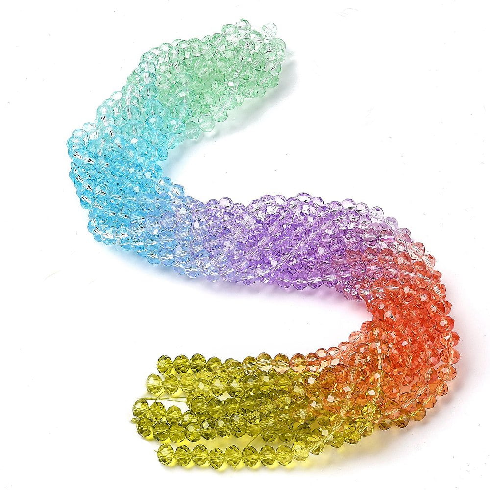 20 Strand Transparent Painted Glass Beads Strands Faceted Rondelle Colorful 6x5mm Hole: 1mm about 80~85pcs/strand 38~40cmDIY