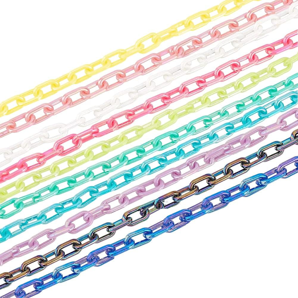 20 Strands 10 Colors Acrylic Cable Chains AB Color 19.68 inch Plastic ...