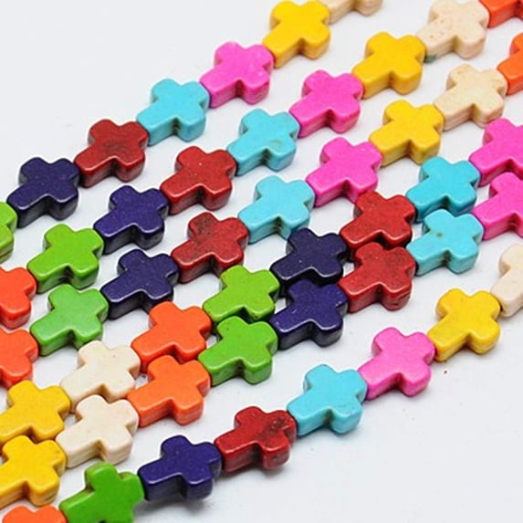 20 Strands 8x10mm Multicolored Turquoise Beads Strands Cross Shape for Jewelry Making 38pcs/Strand