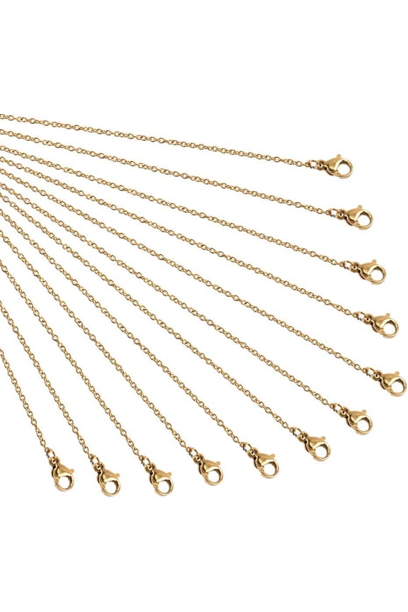 20 Strands Necklace Chain with Lobster Clasp Golden Iron Wire Chain 304 Stainless Steel Necklace Chain for Pocket Watches Design Necklace DIY Jewellery Making 19.69" /Strand