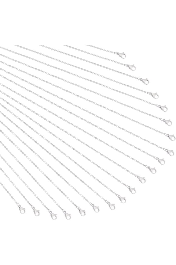 20 Strands Necklace Chain with Lobster Clasp Silver Iron Wire Chain 304 Stainless Steel Necklace Chain for Pocket Watches Design Necklace DIY Jewellery Making 24.2" /Strand diy