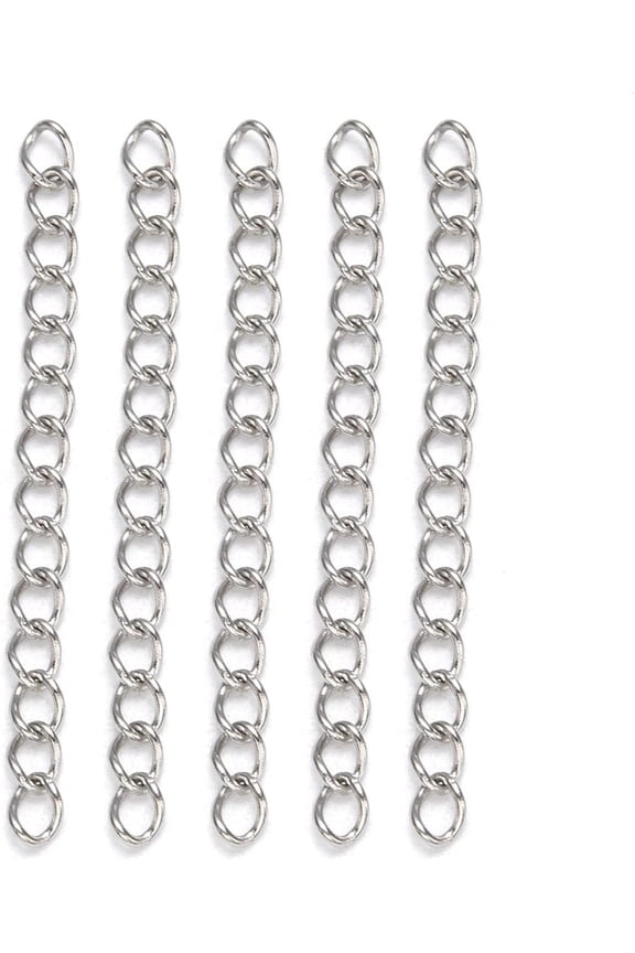 20 Strands Stainless Steel Chain Extender Soldered Chains End Chains Twisted Necklace Extender Chain Set DIY