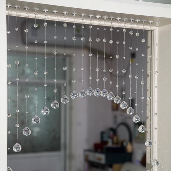 20 Strings Crystal Beaded Curtain, Arched Door String Curtain, Hanging Doorway Room Divider Suitable for Home, Coffee House, Bedroom, Restaurant