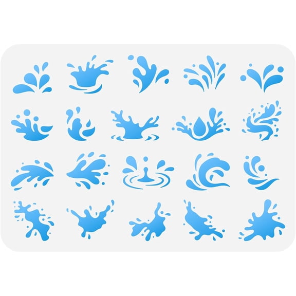 20 Styles Water Drops Painting Stencil 11.7x8.3 inch Reusable Water Splash Pattern Drawing Template Hollow Out Stencil
