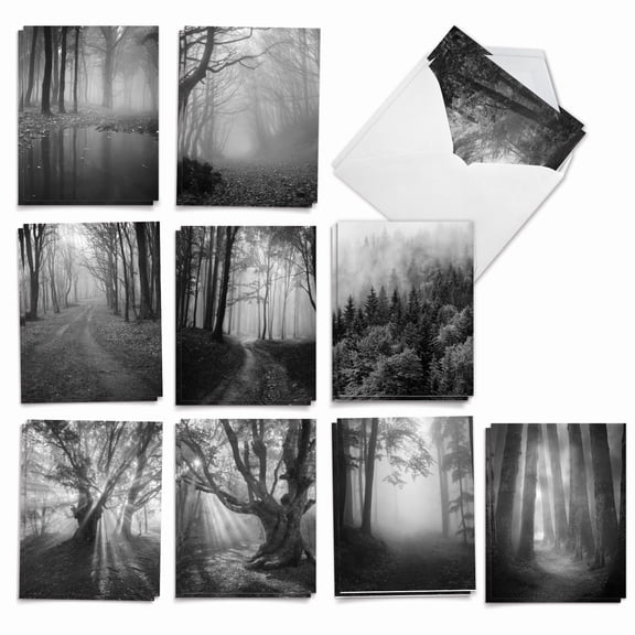 20 Sympathy Cards Assorted (10 Designs, 2 Each) - Misty Woods Sympathy (4" x 5.12") AM7167SMG-B2x10