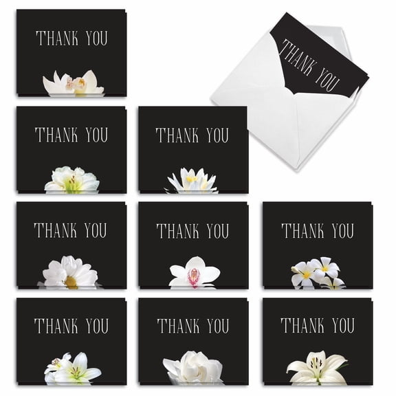 The Best Card Company 20 Assorted Sympathy Thank You Notes Pack Set 4x5.12 w/ Envelopes, 10x2 Designs, For Men, Women, Floral Support AM9156STG-B2x10