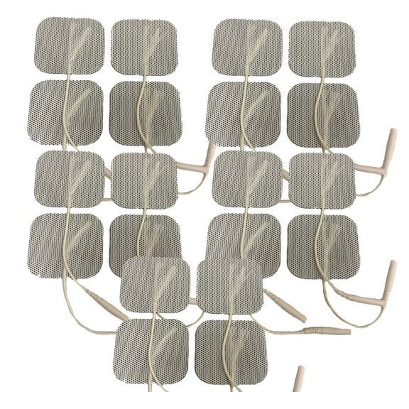 20 TENS Unit Electrode Pads 2 x 2 Replacement TENS EMS Massage 2 Inch Square White Cloth with Premium Adhesive Gel