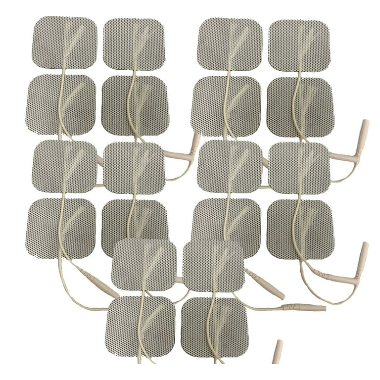 Tens Wired Electrodes Compatible with Tens 7000, Tens 3000 - 20 Premium 2 inchx2 inch Wired Replacement Pads for Tens Units - Intensity Tens Brand