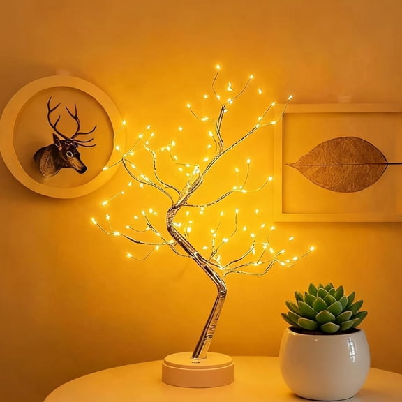20" Tabletop Bonsai Tree Light, 108 LED Fairy Light Spirit Tree, Battery/USB Operated, Touch Sensor Switches, DIY Artificial Tree Lamp for Bedroom Desktop Christmas Room Decor (Warm White)