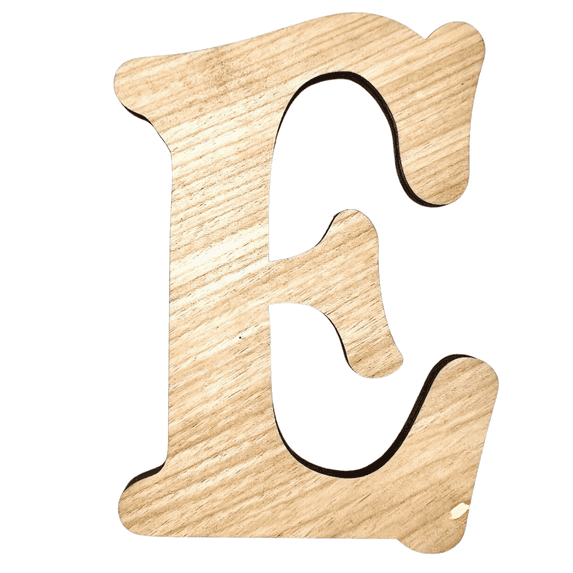 20" Tall Birch Plywood Letter E | 1/4" Thick | Krafty Supply Letters | Beltorian