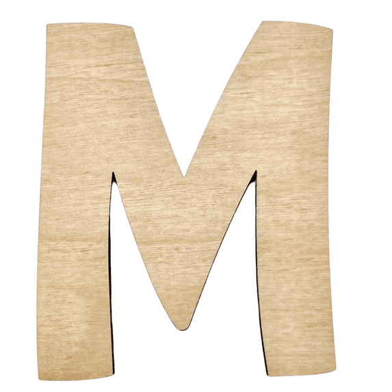 20" Tall Birch Wood Letter M | 1/4" Thick | Wood Craft Letter | American Font