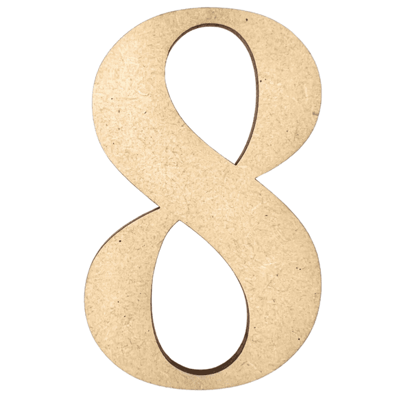 20" Tall MDF Number 8 | 1/8" Thick | Krafty Supply Letters | Times | Wooden Letter