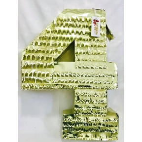 20" Tall Number Four Pinata Gold Color Fourth Birthday Party Supplies Decorations 4th Bday Princess