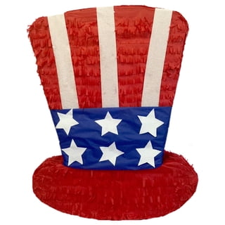20" Tall Patriotic Hat Pinata Red White Blue Color Memorial Day Party Supplies July 4th Pinata