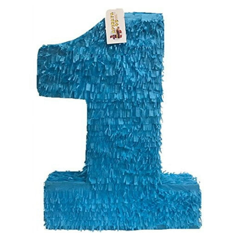 20 Tall Solid Bright Blue Number One Pinata First Birthday Party