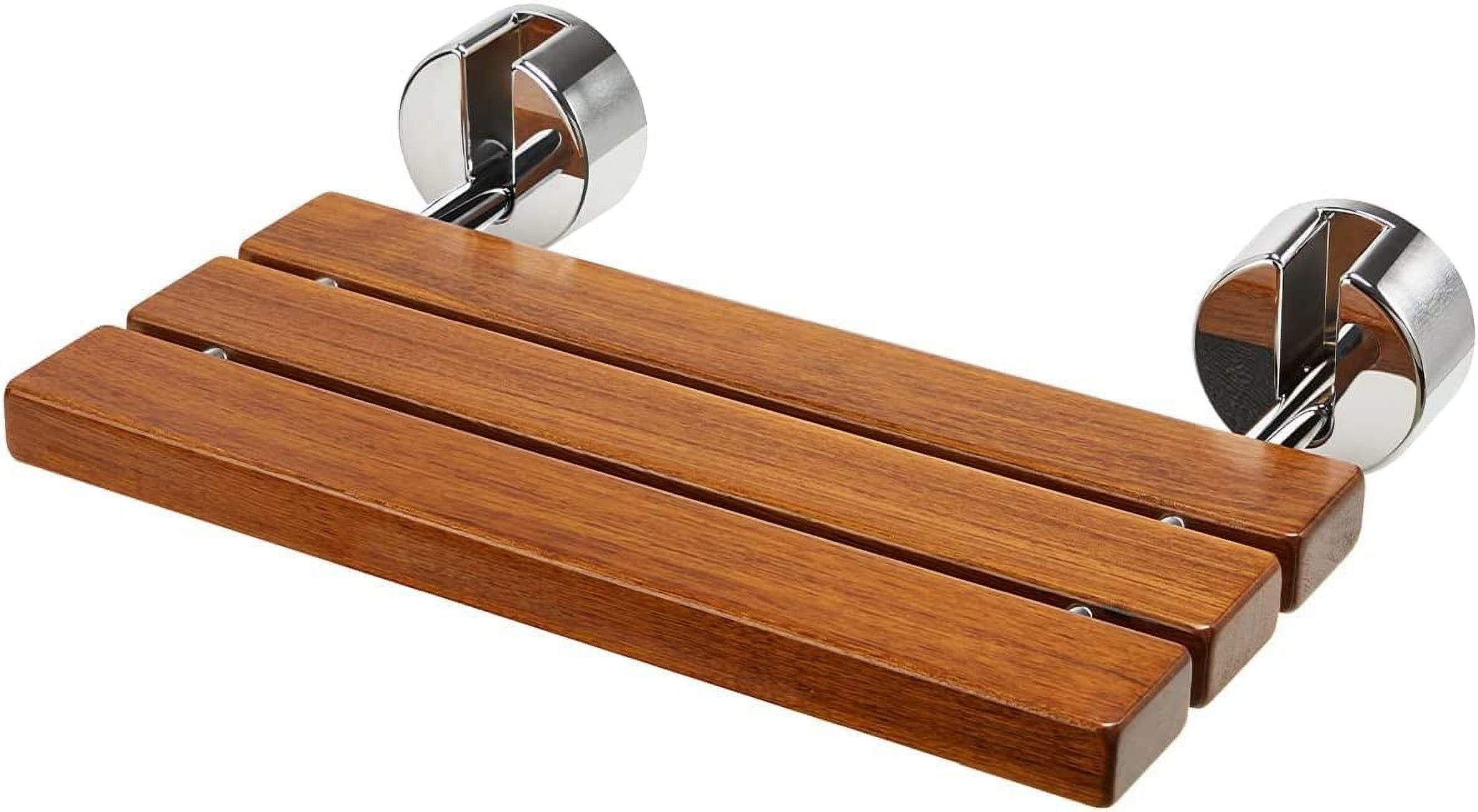 20 Teak Folding Shower Seat Wall Mounted, Fold Down Shower Bench Waterproof for Bathroom, Shower Chair for Inside Shower for Elderly, Adults, 400lbs Weight Capacity