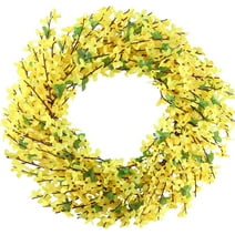 20" Thicker Spring Forsythia Wreath Yellow Easter Wreath Front Door Wreath with Grapevine Garland for Home Indoor Wall Farmhouse Outdoor Garden Party Wall Wedding Decor