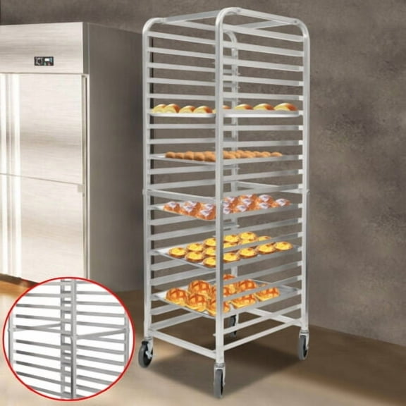 20-Tier Bakery Rack with 4 Wheels for Kitchen Bakery Restaurant Catering Sturdy